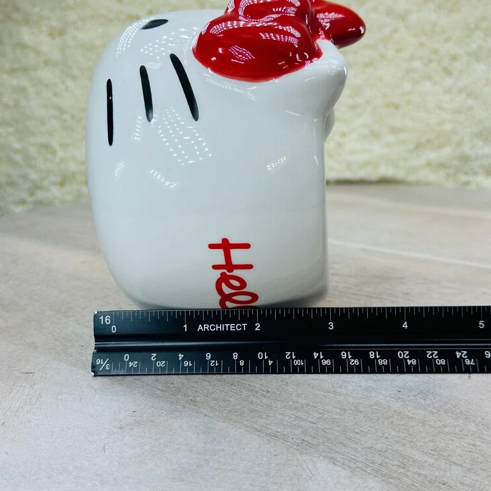 Hello Kitty 3D Sculpted Ceramic Mug Silver Buffalo Sanrio White Red SMGKTY2323 - Picture 6 of 15
